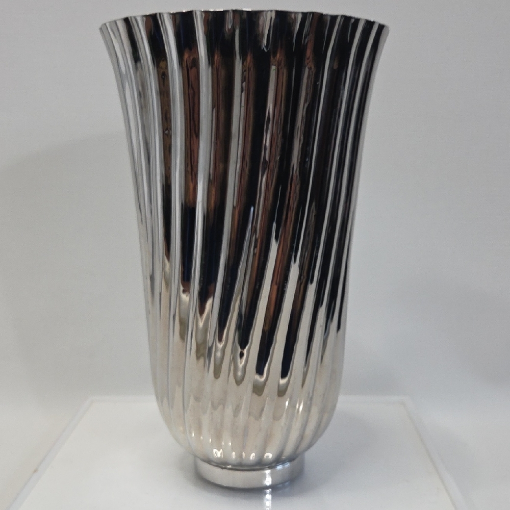 L'Objet Silver Fluted Vase